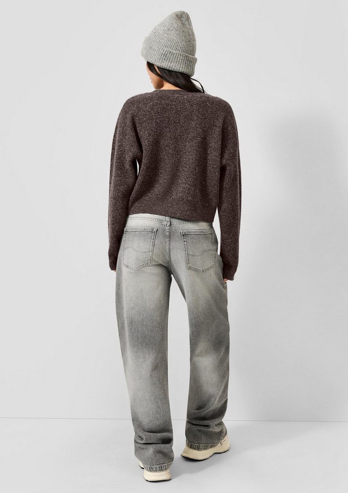 QS Longpullover Strickpullover Cropped Pullover in Ripp-Optik, Vanessa Mai – Bild 3 von 5