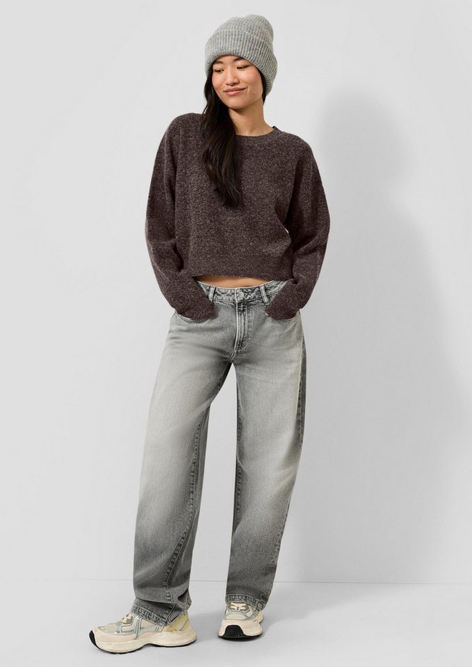 QS Longpullover Strickpullover Cropped Pullover in Ripp-Optik, Vanessa Mai – Bild 5 von 5