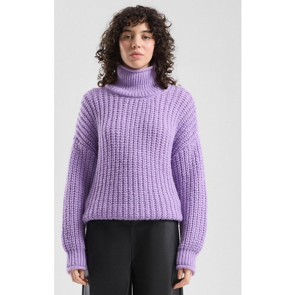 QS Longpullover Strickpullover Flauschiger Oversize-Pullover mit Rollkragen