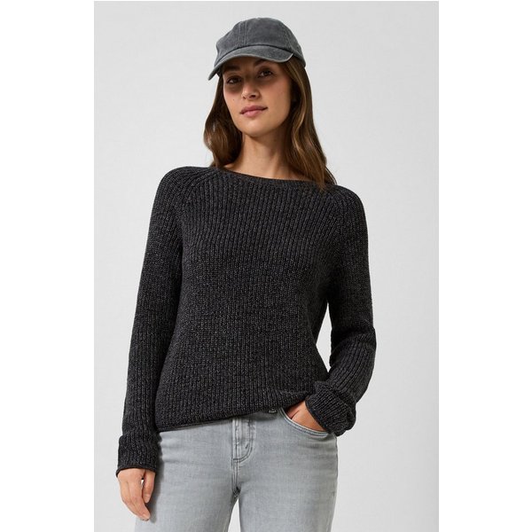 QS Longpullover Strickpullover Pullover mit Rippstruktur und Rollkanten