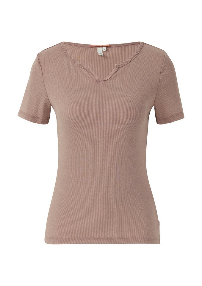 QS T-Shirt in Ripp-Optik und mit Splitneck – Bild 4 von 4