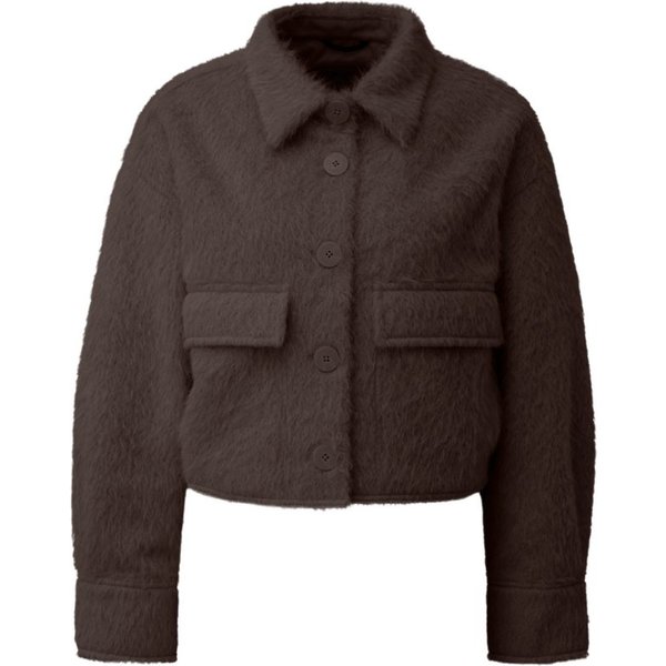 QS Wolljacke braun,Outdoor,Polyester,Unifarben,Hemdblusenkragen,Langarm,Loose Fit