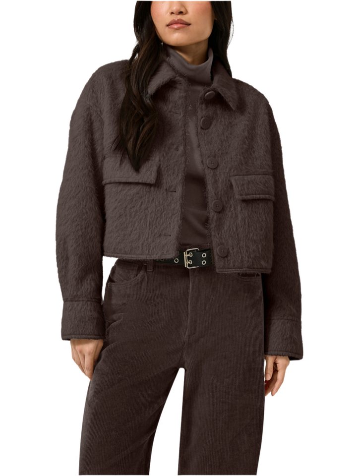QS Wolljacke braun,Outdoor,Polyester,Unifarben,Hemdblusenkragen,Langarm,Loose Fit – Bild 2 von 4