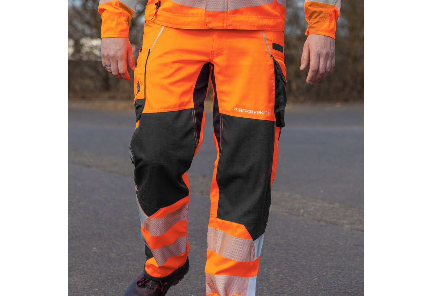 Qualitex Workwear Arbeitsbundhose modern Warnschutz-Arbeitshose (PSA Kat 2) aus Lyocell,Cordura&Stretch (2-tlg) funktionale Werkstatthose mit 13 Taschen - Atmun – Bild 3 von 5