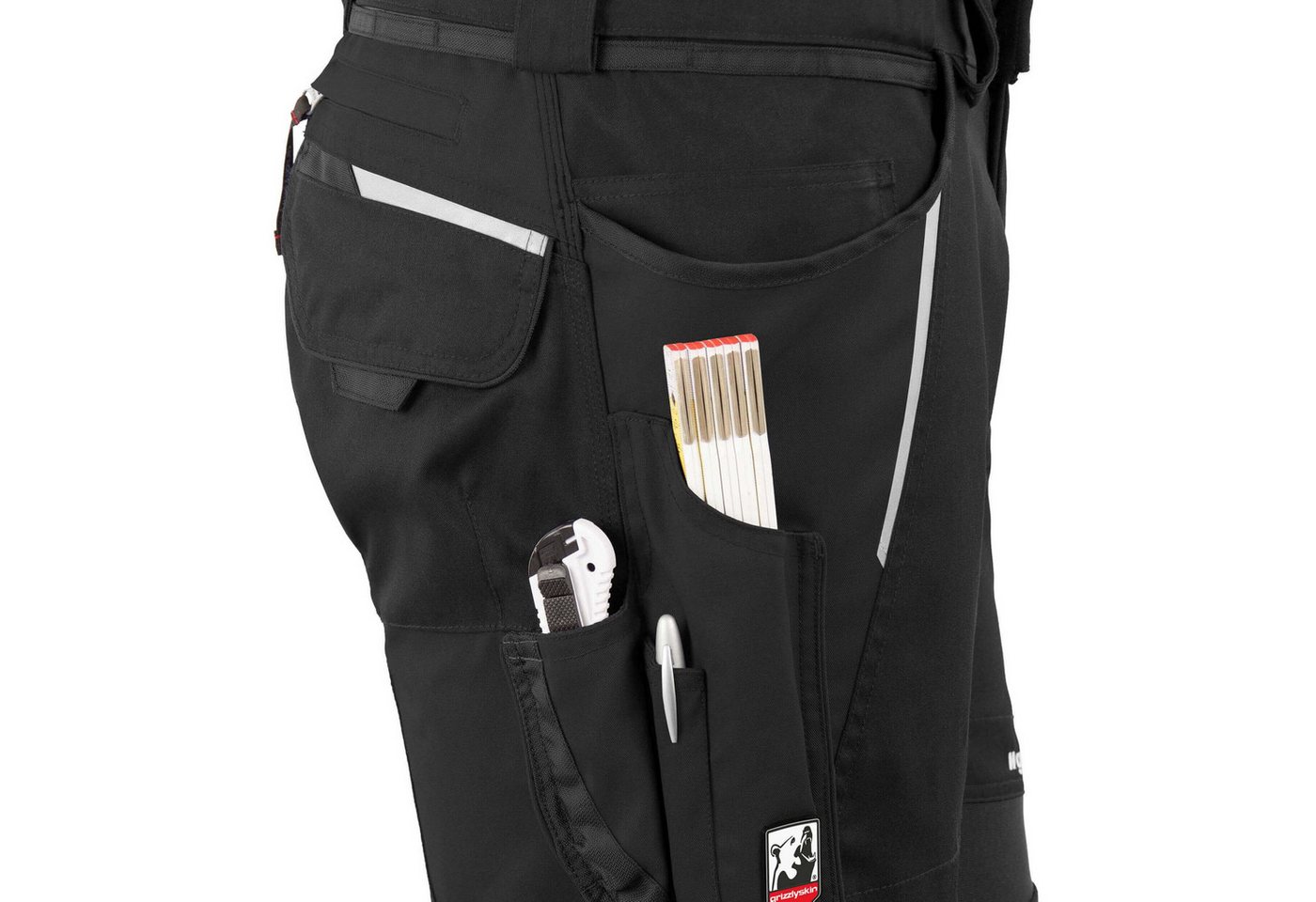 Qualitex Workwear Arbeitsbundhose moderne Arbeitshose IRON - Lyocell, Cordura, Stretch & Reflexelemente (1-tlg) funktionale Werkstatthose mit 19 Taschen - Atmun – Bild 4 von 5