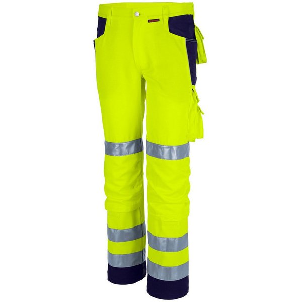 Qualitex Workwear Arbeitsbundhose reflektierende PROfessionals Warnschutz-Bundhose (faserverstätkt) (1-tlg) Arbeitshose mit 13 Taschen - Strapazierfähig - mit Z