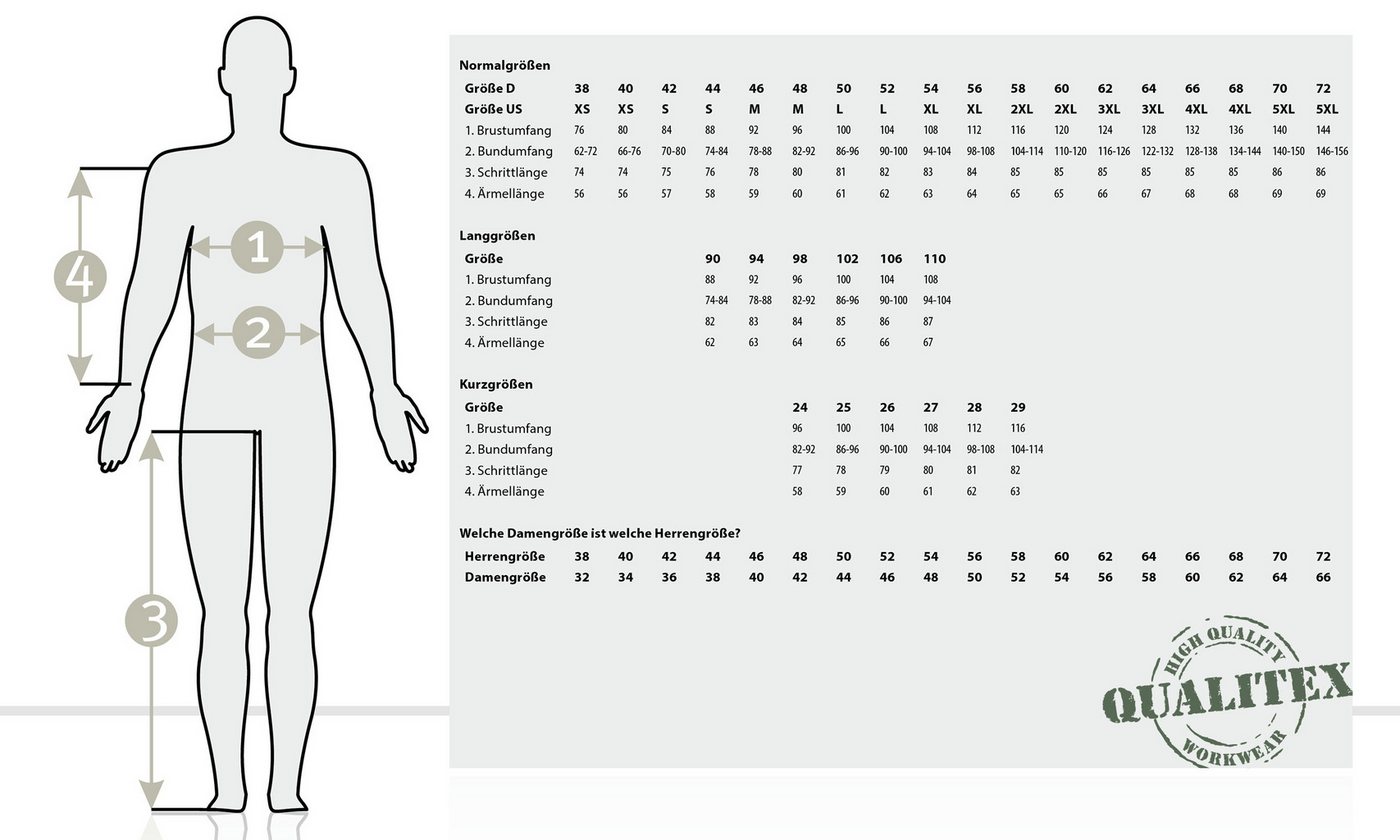Qualitex Workwear Arbeitsbundhose strapazierfähige PROfessionals Arbeitshose aus faserverstätktem Gewebe (1-tlg) MG 245 g Schutzhose - 11 Taschen - pflegeleicht – Bild 3 von 3