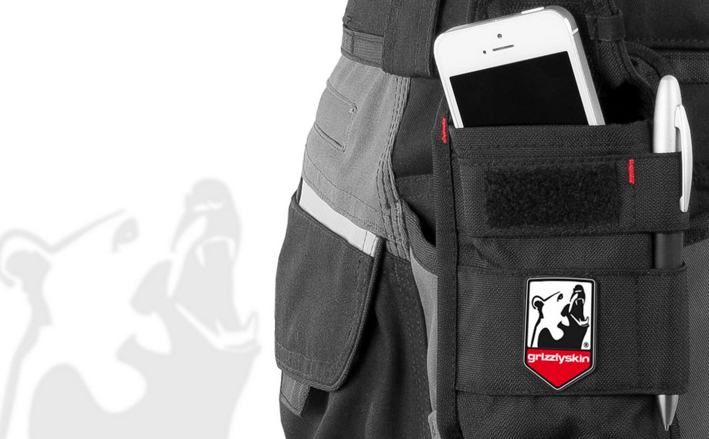 Qualitex Workwear Arbeitshose anhängbare Handy-Gürteltasche - Abmaße Smartphonetasche : 17 x 9 cm (1-tlg) zusätzlich spezielle Druckknöpfe für IRON Kollektion – Bild 4 von 5