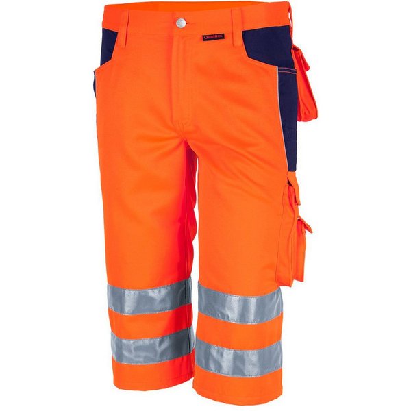 Qualitex Workwear Arbeitsshorts reflektierende PROfessionals Warnschutz-Shorts (faserverstätkt) (1-tlg) kurze Arbeitshose - 11 Taschen - Strapazierfähig - mit Z