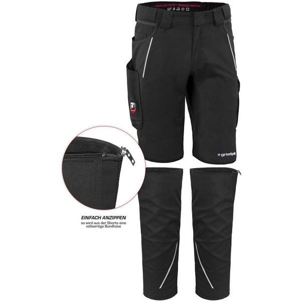 Qualitex Workwear Arbeitsshorts ZIP-ON-BUNDLE IRON Shorts + Beinlinge aus Lyocell, Cordura & Stretch (2-tlg) modern kurze Arbeitshose - 13 Taschen - Strapazierf