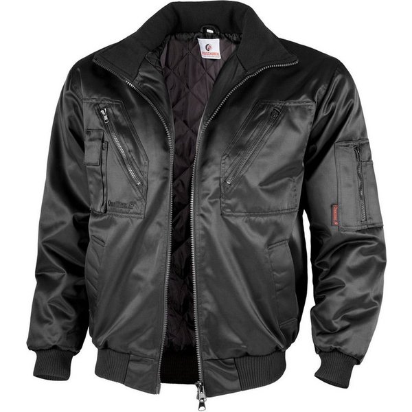 Qualitex Workwear Pilotenjacke Pilotenjacke mit festem Arm & Steppfutter schwarz, Gr. S