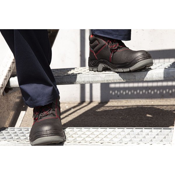 Qualitex Workwear S3-Arbeitsschuh aus echtem Leder Sicherheitsschuh Schnürstiefel -Fusschutz rutschfest mit Stahlkappe