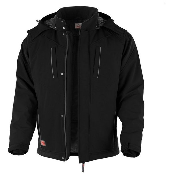 Qualitex Workwear Softshelljacke wetterfeste Winterjacke - wasserabweisende Outdoorjacke mit Kapuze (1-St) mit 6 Taschen - Blickdicht - Strapazierfähig - Wärmen