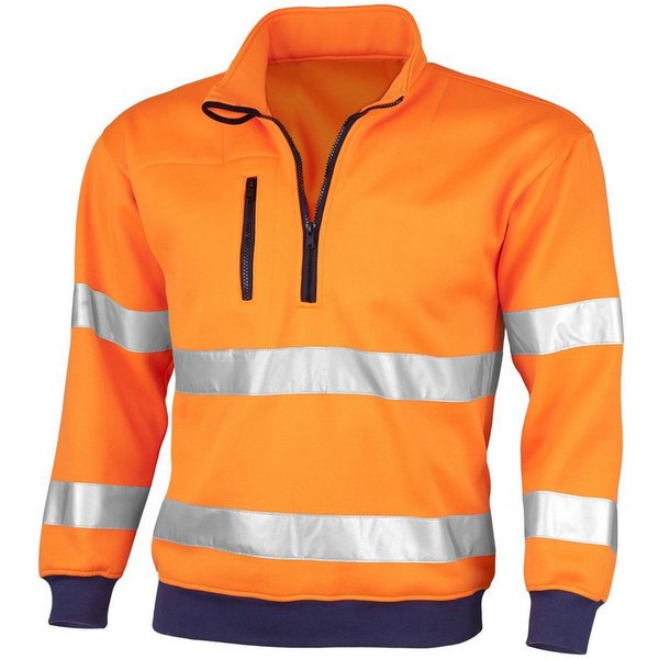 Qualitex Workwear Sweatshirt signalfarbener Arbeitspullover für PROfessionals mit Zertifizierung (1-tlg) Warnschutz-Troyer - Atmungsaktiv - Strapazierfähig - Re