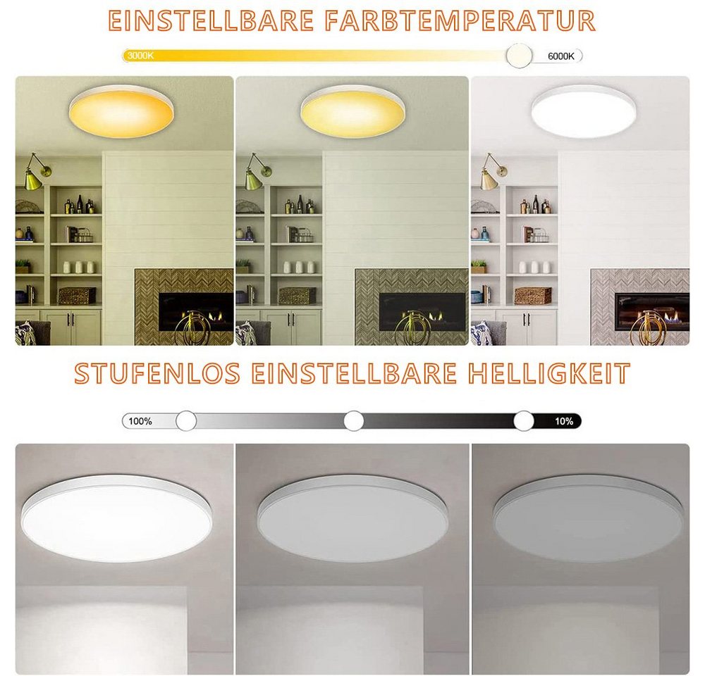 Qualra Deckenleuchte 3000-6000K RGB LED Deckenleuchte Memory Funktion Dimmbar Deckenlampe, mit Fernbedienung 24W für Schlafzimmer Kinderzimmer Küche Wohnzimmer – Bild 3 von 5