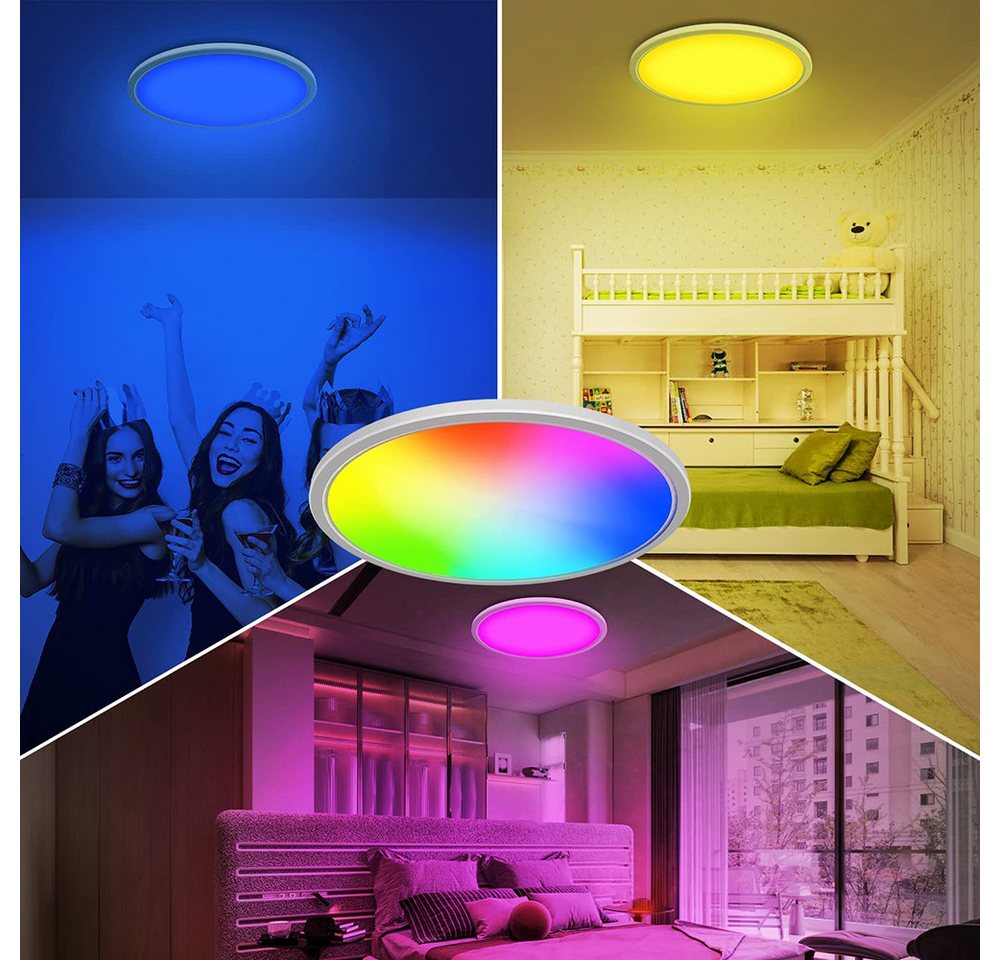 Qualra Deckenleuchte 3000-6000K RGB LED Deckenleuchte Memory Funktion Dimmbar Deckenlampe, mit Fernbedienung 24W für Schlafzimmer Kinderzimmer Küche Wohnzimmer – Bild 5 von 5