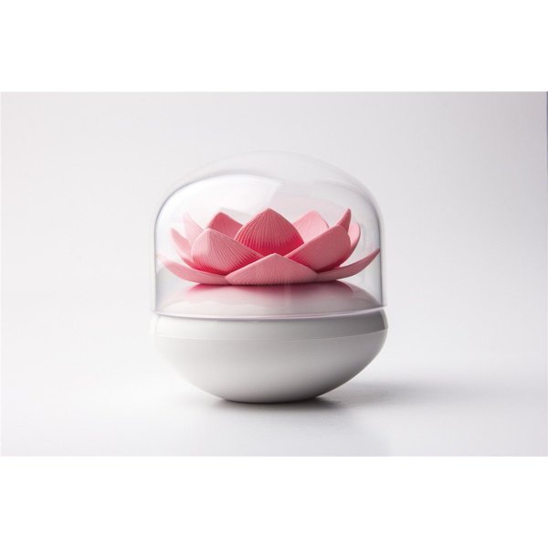 Qualy Design Wattestäbchenspender Lotus Blume, (Wattestäbchenhalter, hygienisch und dekorativ, 1-tlg., Kunststoff, ca. Ø 8 x 8 cm), Watte Stab Behälter Bad WC W