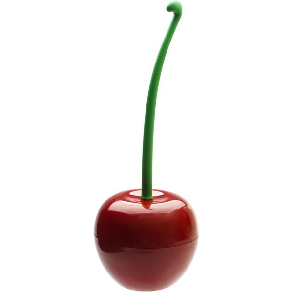 Qualy Design WC-Reinigungsbürste Cherry, Toilette, Bad, WC, (Kunststoff, ca. Ø 14,3 x 38,5 cm), WC-Garnitur, Kirsche, Rot
