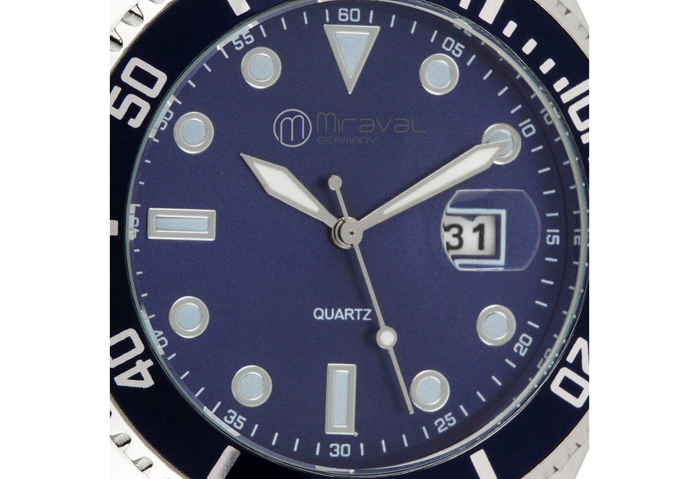 Miraval Quarzuhr Miraval Herrenarmbanduhr, mit Edelstahlarmband 43 mm Datumsanazeige Lupe Quarzuhrwerk 21 mm – Bild 2 von 3