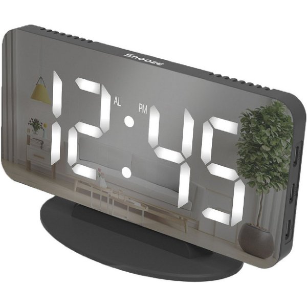 Miraval Quarzwecker Miraval Design-Spiegelwecker 12 H 24 H 3 Helligkeitsstufen