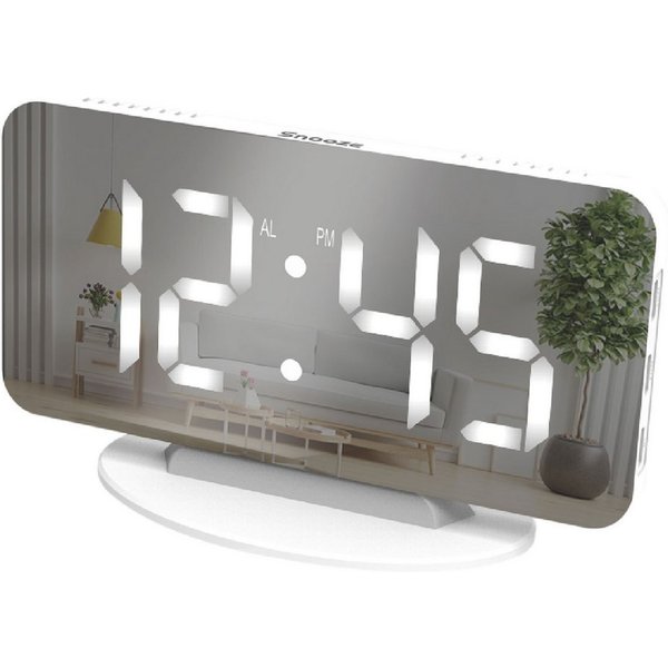 Miraval Quarzwecker Miraval Design-Spiegelwecker 12 H 24 H 3 Helligkeitsstufen