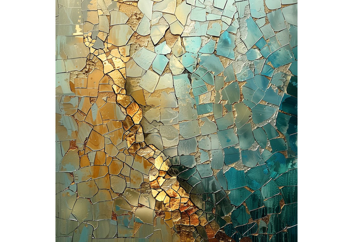 queence Acrylglasbild Goldenes Mosaik, Abstrakt, Abstrakte, Formen, Gemälde, Kunst (1 St), Fine Art-Print in Galeriequalität – Bild 2 von 4