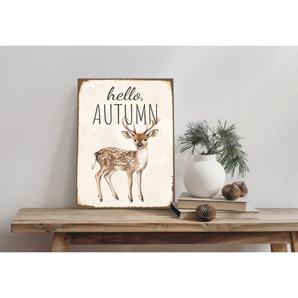 queence Alu-Dibond-Druck Rehkitz, Rehkitz, Weihnachten (1 St), Autumn, Herbst, Schild
