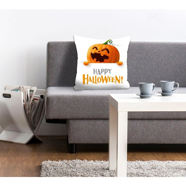 queence Dekokissen Smiling Pumpkin, Kissenhülle,Happy Halloween,Kürbis,Halloween,Gruselig,Festlich