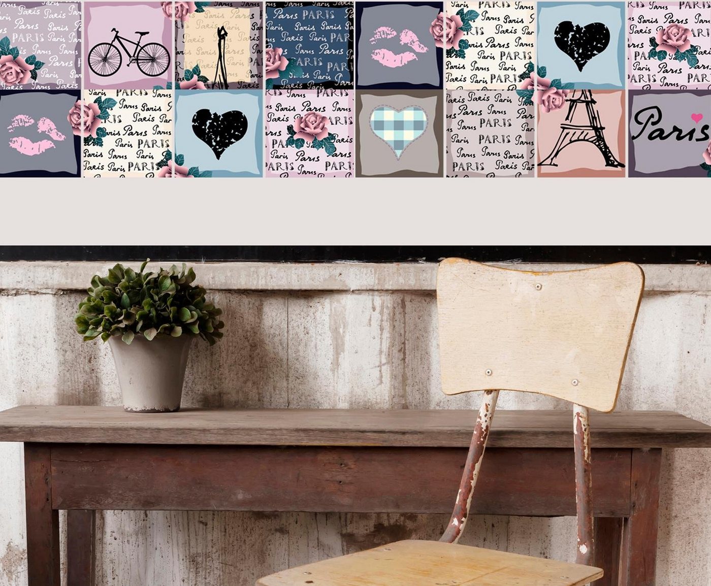 queence Fliesenaufkleber Paris (12 St), Stickerfliesen, selbstklebend, Sticker, 12er Set – Bild 2 von 5
