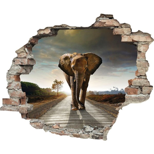 queence Wandtattoo Elefant (1 St), Wandsticker, Wandbild, selbstklebend, 3D, Wanddurchbruch