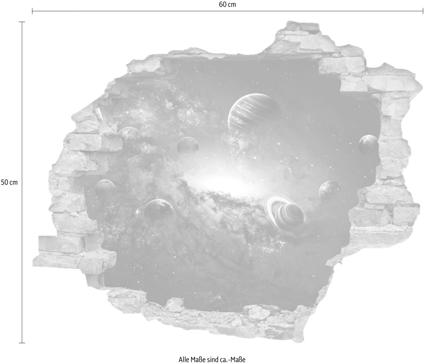 queence Wandtattoo Planeten (1 St), Wandsticker, Wandbild, selbstklebend, 3D, Wanddurchbruch – Bild 3 von 4