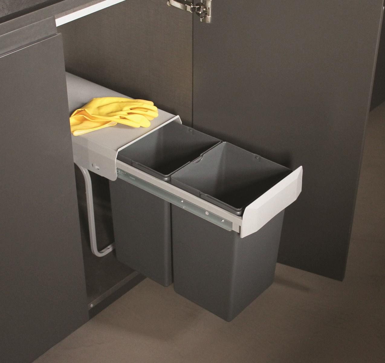 Quellmalz Einbaumülleimer Victory Einbau-Abfallsammler Double Man 2 x 14 Liter – Bild 3 von 3