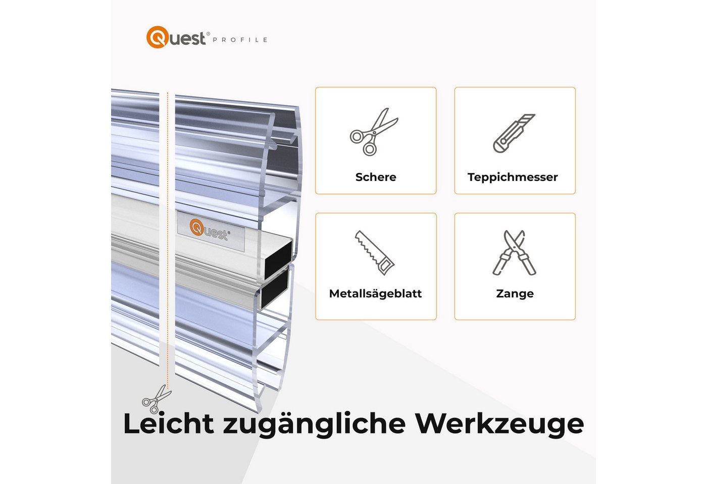 Quest Duschdichtung Magnetdichtung gerade, 200 cm, 2 Stück, L: 200,00 cm, (Packung, 2-St), für 6-8 mm Glas, 200 cm, transparent – Bild 3 von 5