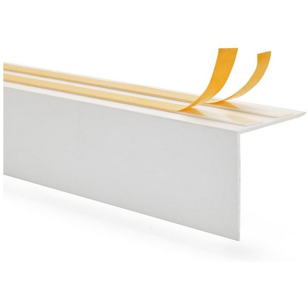 Quest Gardinenschiene Gardinenblende selbstklebend 30 x 30 mm, L-Profil, 200 cm, kürzbar, ohne Bohren, geklebt, Kunststoff (PVC), selbstklebend, LED-geeignet, 3