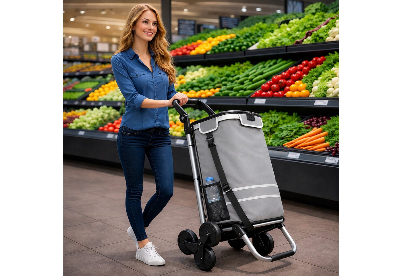 Quick Star Einkaufstrolley Faltbar, Aluminium, 58 l, 50 kg Traglast – Bild 2 von 5