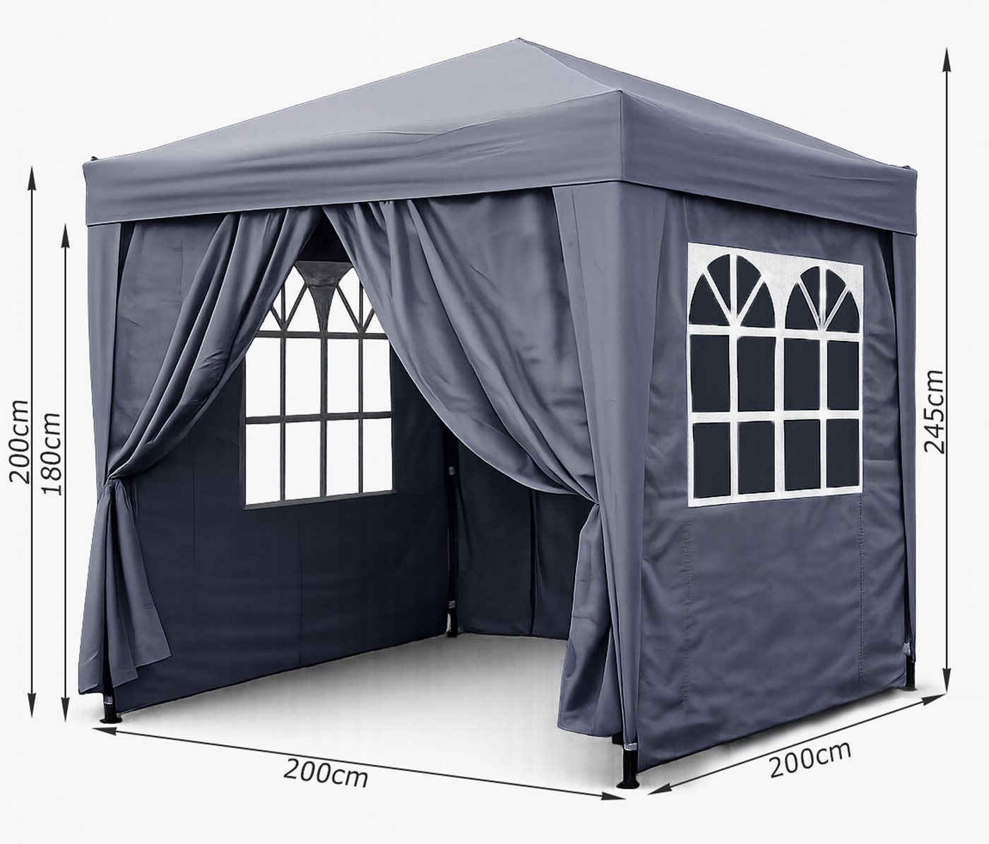 Quick Star Faltpavillon Pop-Up, mit 4 Seitenteilen, (Faltpavillon inklusive Seitenteilen), Maße L/B/H: 200x200x245cm – Bild 3 von 5