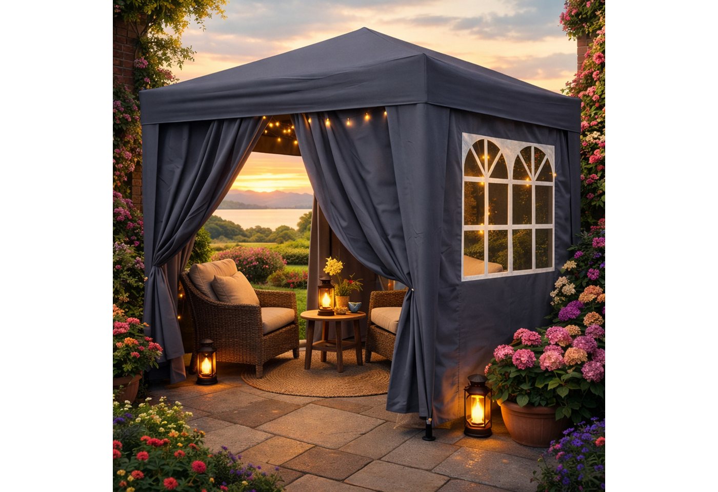 Quick Star Faltpavillon Pop-Up, mit 4 Seitenteilen, (Faltpavillon inklusive Seitenteilen), Maße L/B/H: 200x200x245cm – Bild 4 von 5