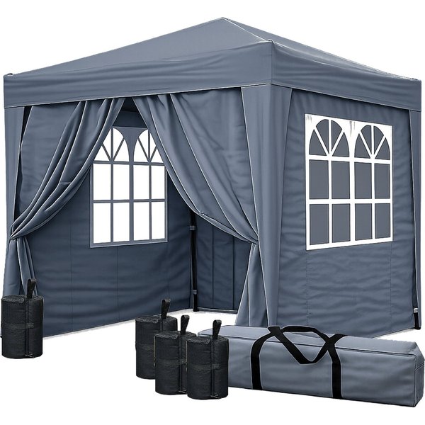 Quick Star Faltpavillon Pop Up mit 4 Fußgewichten, mit 4 Seitenteilen, (Faltpavillon inklusive Seitenteilen und 4 Fußgewichten), Maße L/B/H: 200x200x245cm
