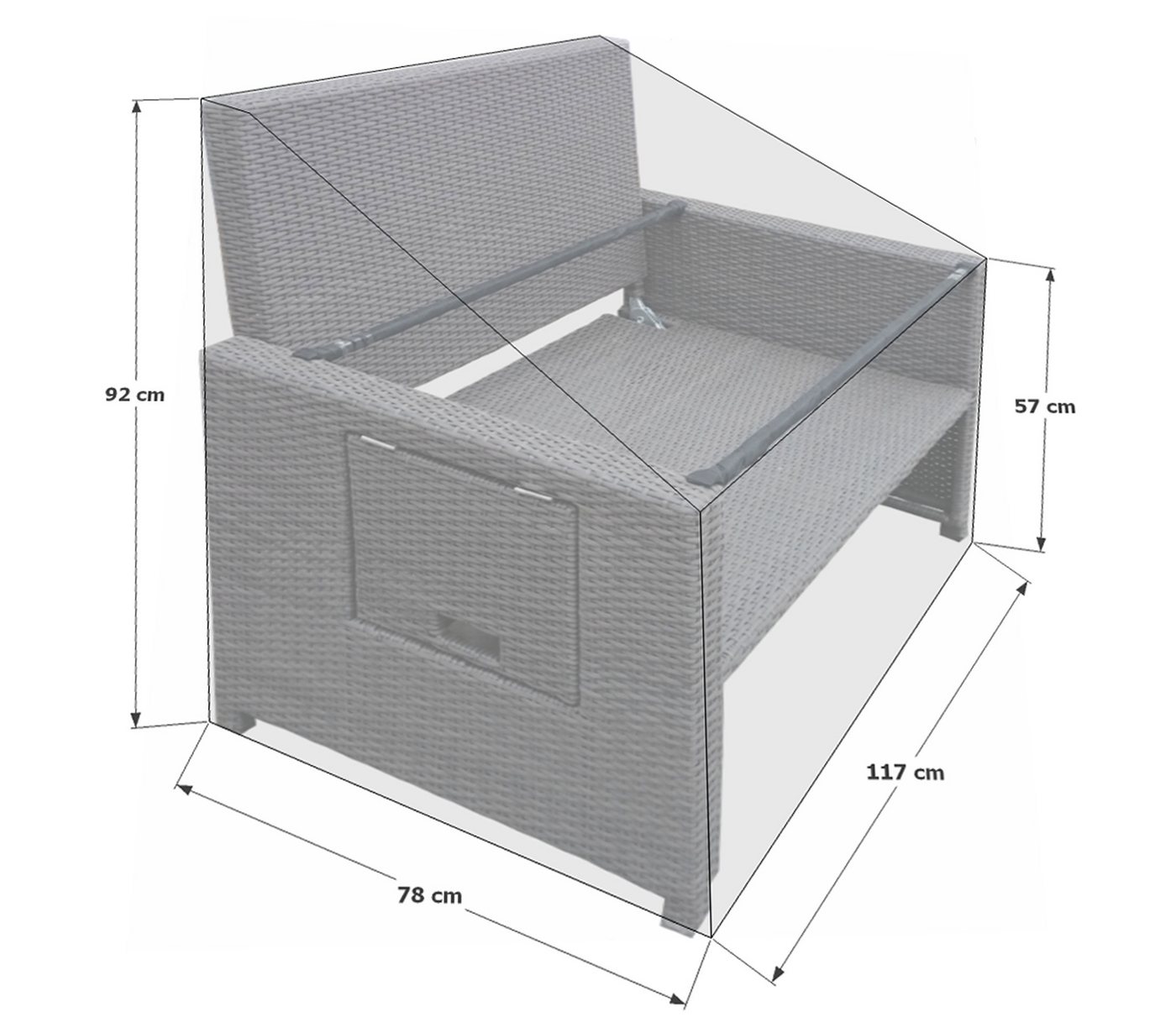 Quick Star Gartenmöbel-Schutzhülle Schutzhülle Bahia Sofa Grau 117x78x92/57cm (1-St), Kordelzug im Saum, wasserdicht versiegelte Nähte – Bild 4 von 5