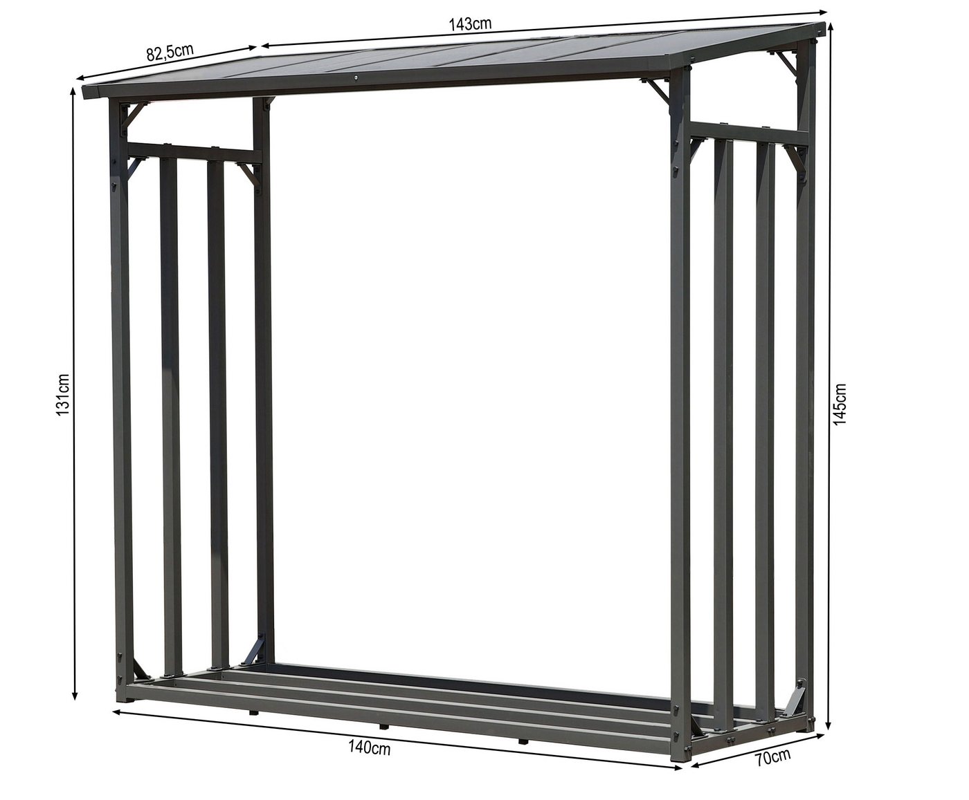 Quick Star Kaminholzregal Außen Metall Pro, Mehrere Größen, Mit / Ohne Wetterschutz, BxTxH:143x70x145 cm, Wetterschutz inklusive – Bild 2 von 5