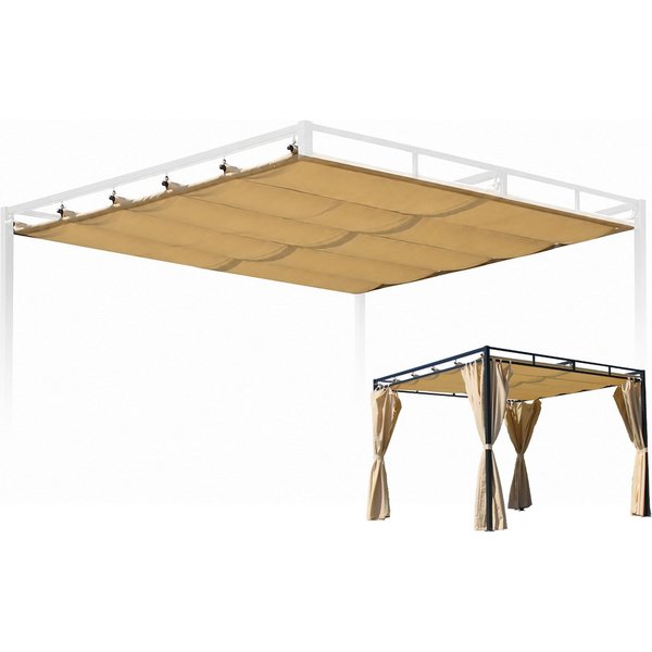 Quick Star Pavillon-Ersatzdach Ersatzdach Flachdachpergola Firenze 3x3 m, 180 g/m², 288 x 288 cm (1 Ersatzdach aus Polyester ohne Gestell), 6 aufgenähte Einschu