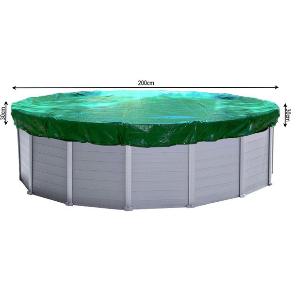 Quick Star Pool-Abdeckplane Sommer & Winter Poolabdeckung 200 g/m² PE (Rund, Grün, ⌀ 260 cm), Beidseitig beschichtet, Gewebeverstärkt, UV-Resistent