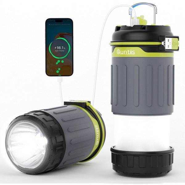 Quntis LED Taschenlampe Campinglampe, Faltbare Camping Laterne, Tragbare Taschenlampe, IPX4 (Set, 1-St), Zelt Lampe für Stromausfällen, Wandern, Notfall, Ausfäl