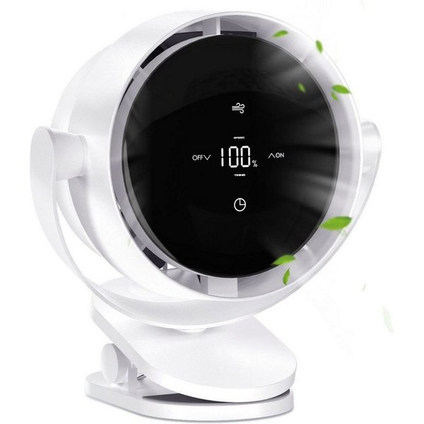Quntis Mini USB-Ventilator 360° Tischventilator Drehung Tragbarer Clip Ventilator Timer, mit 4000mAh Akku, LED-Display für Büro, Reisen & Outdoor Timer