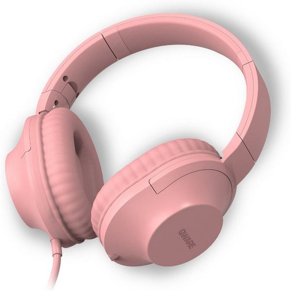 Qware Gaming Kabelgebundene faltbare Kopfhörer mit 3,5 mm Klinke Rosa Kopfhörer (Faltbares Design mit Kabelbedienung und 3,5 mm Klinkenanschluss)