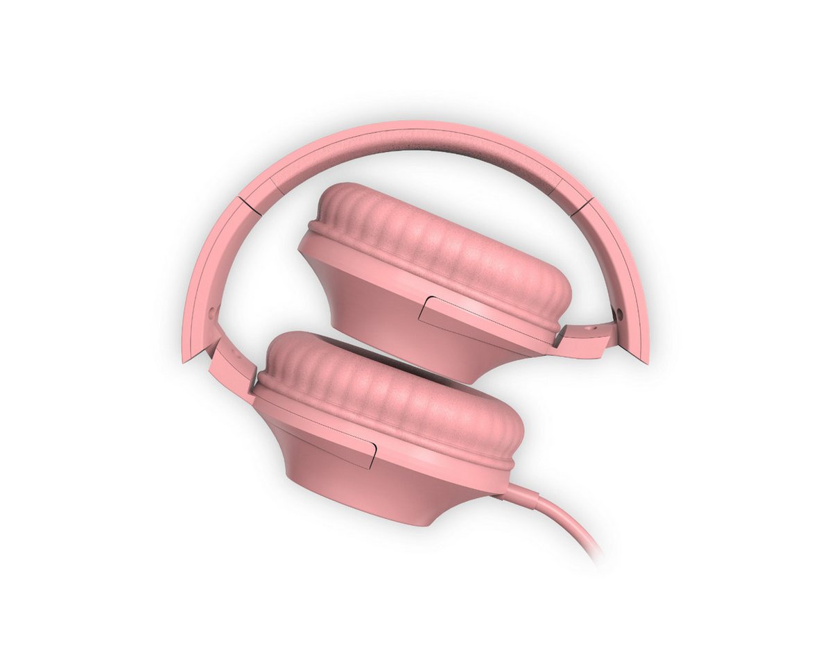 Qware Gaming Kabelgebundene faltbare Kopfhörer mit 3,5 mm Klinke Rosa Kopfhörer (Faltbares Design mit Kabelbedienung und 3,5 mm Klinkenanschluss) – Bild 2 von 3