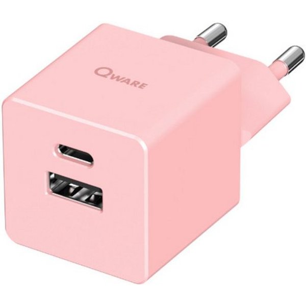 Qware Gaming Mini Dual Charger 20W PD – USB-C & USB Schnellladegerät - USB-Ladegerät