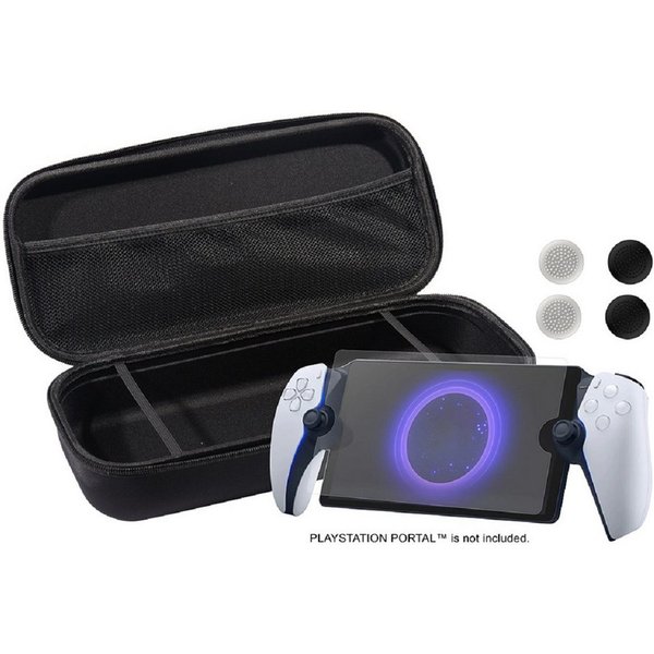 Qware Gaming Schutz-Set Schutz-Set mit Case, Schutzglas & Thumb Grips für PS5 Portal