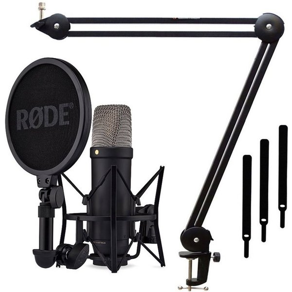 RØDE Mikrofon Rode NT1 5th Generation Mikrofon Schwarz mit Stativ-Arm, Vorteils-Set mit Ohrhörer