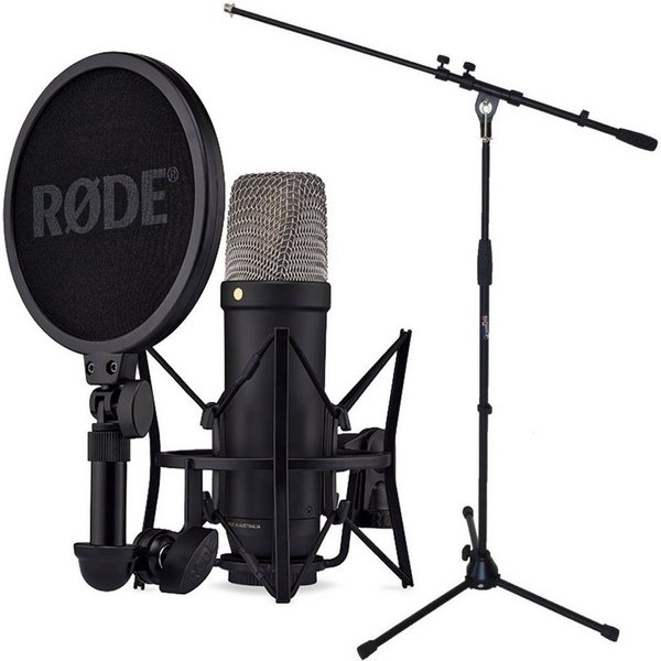 RØDE Mikrofon Rode NT1 5th Generation Mikrofon Schwarz mit Stativ, Vorteils-Set mit Stativ